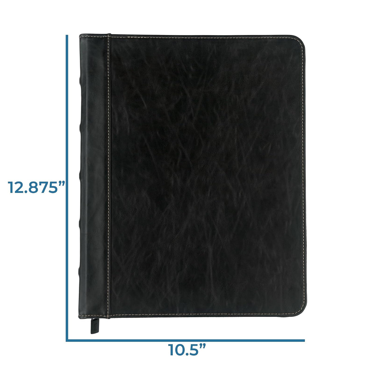 Samsill - Carpeta de piel clásico, con cierre, anillo redondo de 1 pulgada, tamaño carta documentos de 8.5 x 11, costuras en contraste, portafolios organizadora profesional, planificador, negro