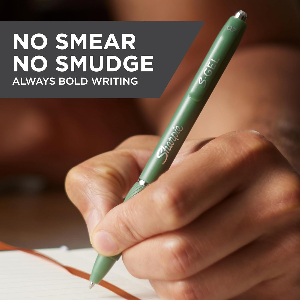 Sharpie S-Gel Bolígrafos de gel, barril verde, tinta negra, punta media (0.7 mm), 4 unidades - Para el hogar, oficina, universidad, diario, dibujo, toma de notas, escritura