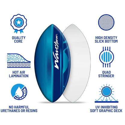 Wavestorm Skimboard de Espuma de 48 Pulgadas | Skimboard para Principiantes y Todos los Niveles de Skimming, Surf y Bodyboard, Skimboard Azul