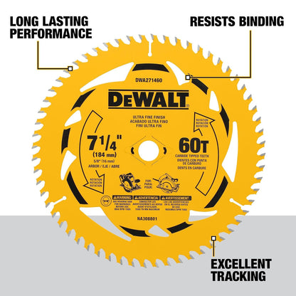 DEWALT Disco sierra circular 7-1/4 pulg 60 dientes DWA271460