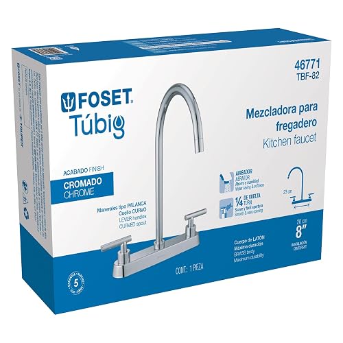 Foset Tubig TBF-82, Mezcladora para fregadero, manerales palanca, cromo