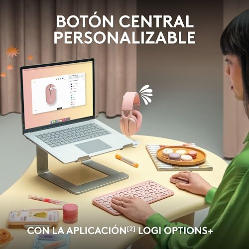Logitech Pebble Mouse 2 M350s, estilizado Mouse inalámbrico Bluetooth, Ligero, Personalizable, clicks discretos, Easy-Switch, Windows, macOS, iPadOS, Android, ChromeOS - Blanco