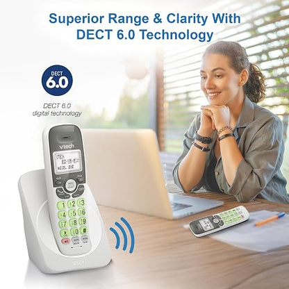 VTech - Teléfono inalámbrico con DECT 6.0, Altavoz dúplex Completo, visualización iluminada, Teclado retroiluminado, identificador de Llamadas/Llamada en Espera, Control de Volumen, Compatible con