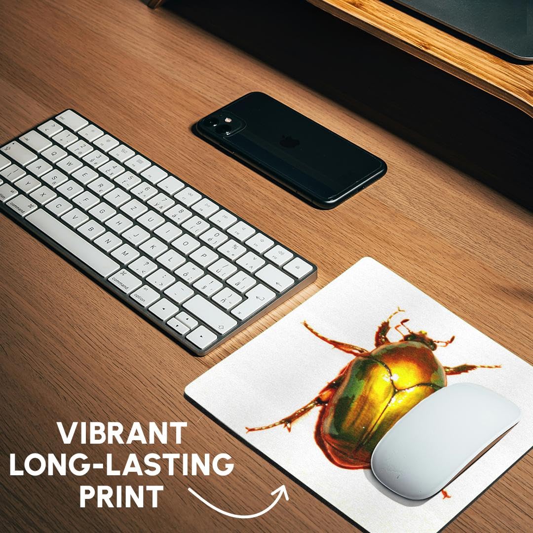3dRose 8 x 8 x 0.25 Inches Mouse Pad, Golden Scarab Beetle (mp_155920_1)