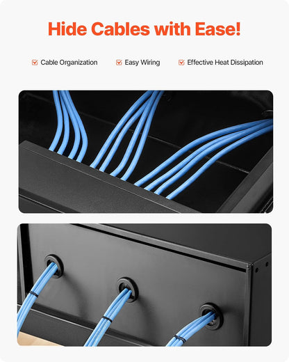VEVOR Cajón para Montaje en Rack de 4U, Carga de 22,68 kg, Cajón Deslizante con Cerradura y Orificios para Gestión de Cables, para Rack o Gabinete de AV para Servidores de Equipos de Red de 48,26 cm