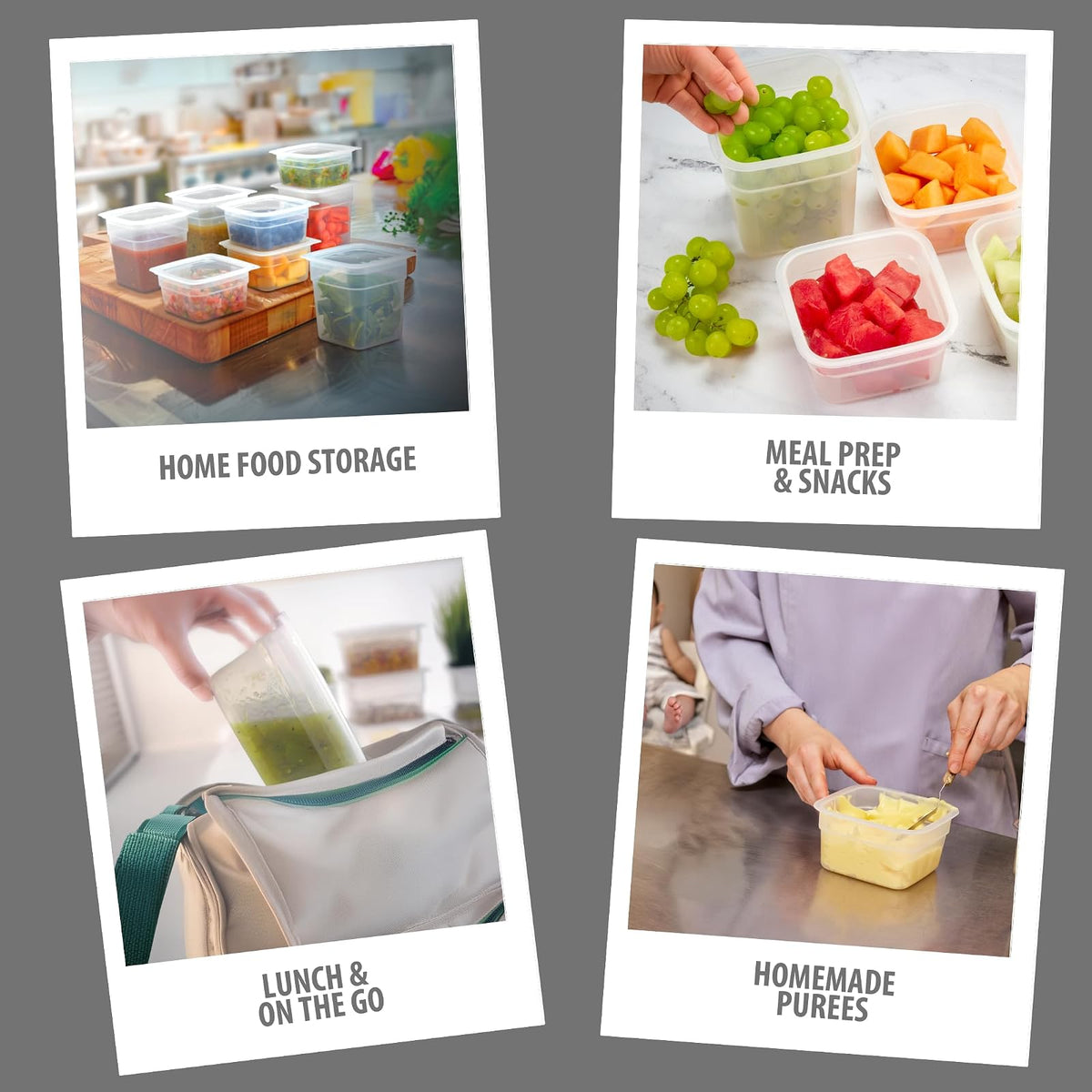 Cambro Recipientes de almacenamiento de alimentos sin BPA con tapas, 16 y 32 onzas, juego de 20 piezas, translúcido