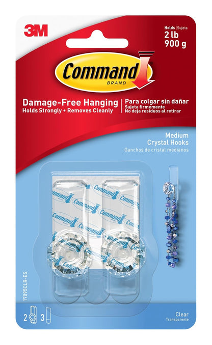 Command - Gancho de vidrio, Mediano, 2 ganchos, Multicolor