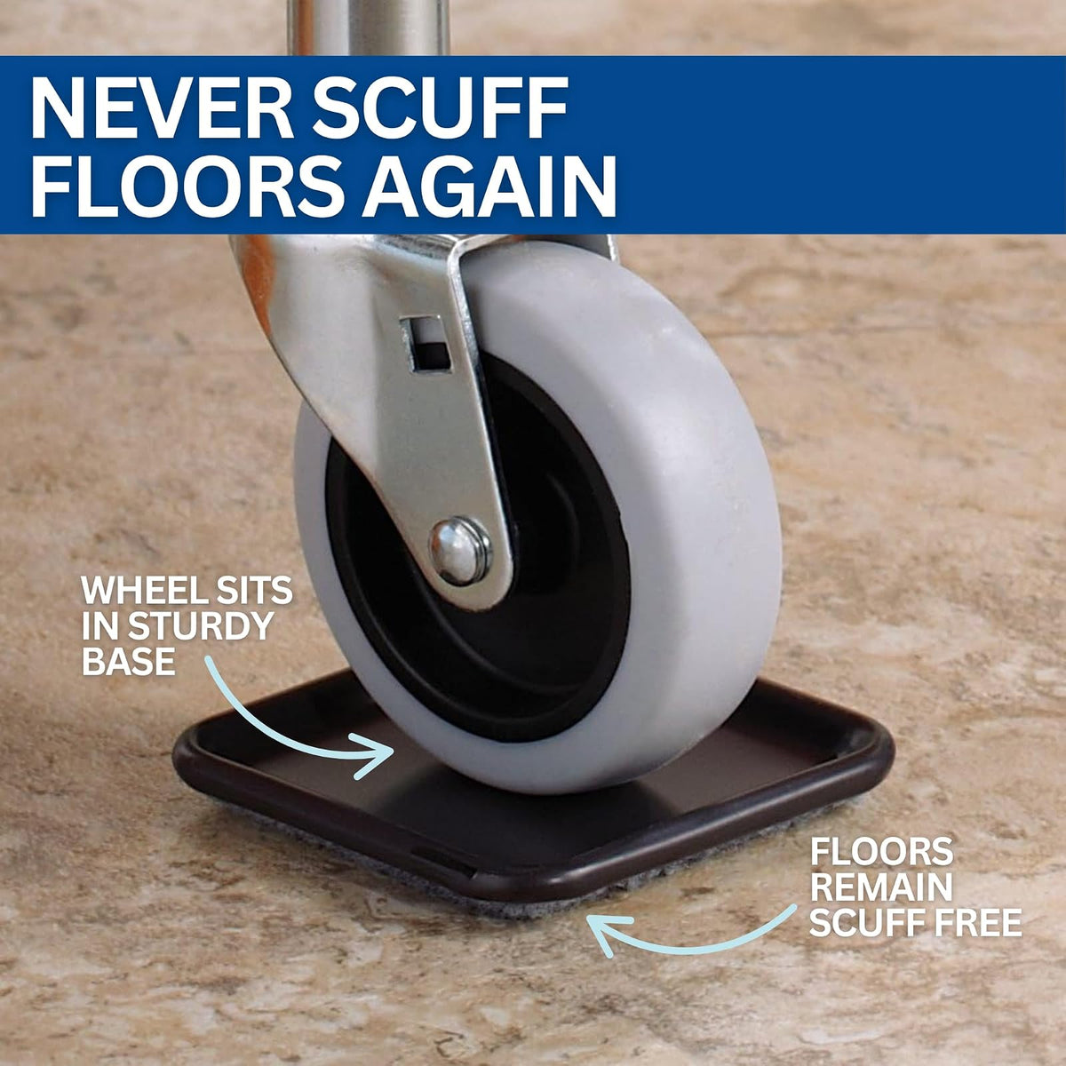 SoftTouch 4292095N Caster Cup with Carpet Base to protect Hardwood Floors From Scratches 12 Piece Value Pack, 2-1/2 Inch, Brown