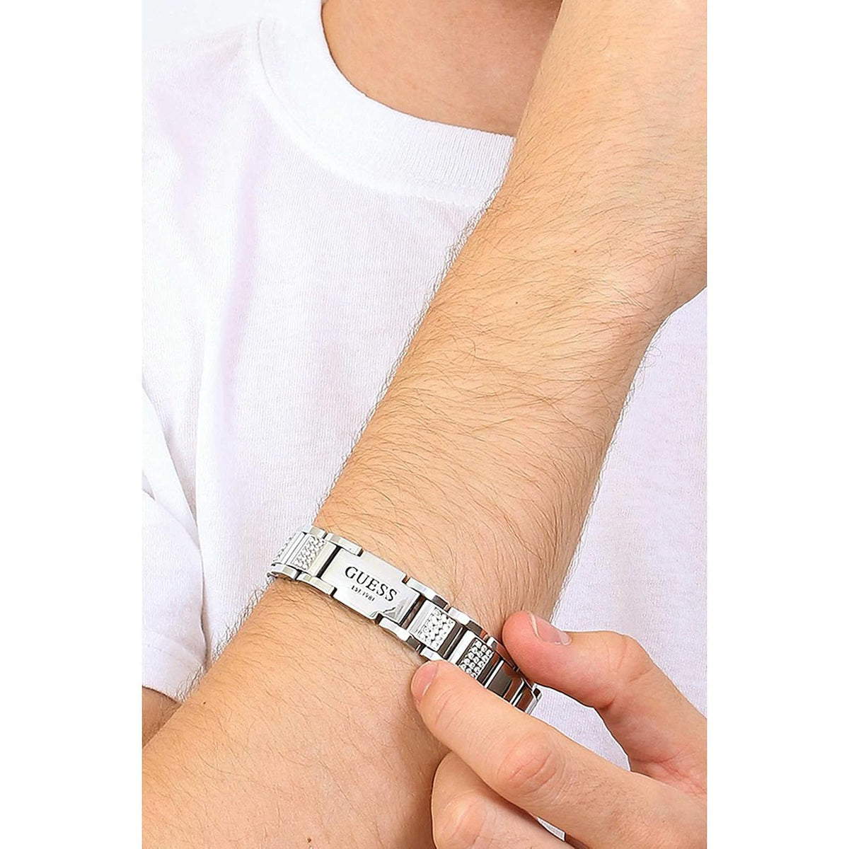 GUESS - Herren Armband für Herren aus Edelstahl, vergoldet, FRONTIERS - Armband - Stahl - Gelbgold legiert - 21.50 cm - Nickelfrei