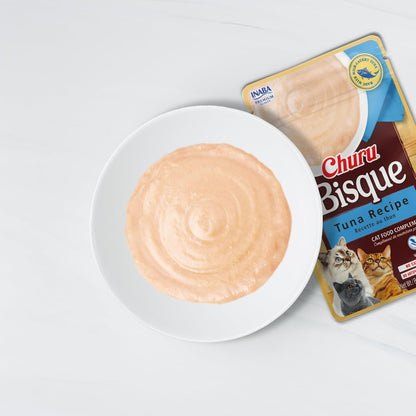Churu Inaba Bisque, Premios Tipo Sopa para Gato, Sabor Atún, Textura Cremosa, 6 Sobres de 40g