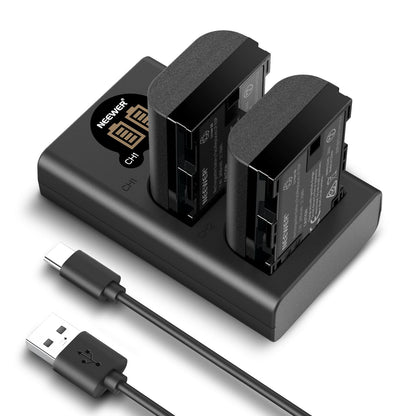 NEEWER Pack de 2 2200mAh LP-E6P/LP-E6NH/LP-E6N/LP-E6 Baterías Repuesto Cargador USB Doble Vertical con Pantalla LCD para EOS R5 Mark II EOS R5 EOS R6 EOS R7 EOS R 5D II III IV 6D 6D II 7D 7D II 60D
