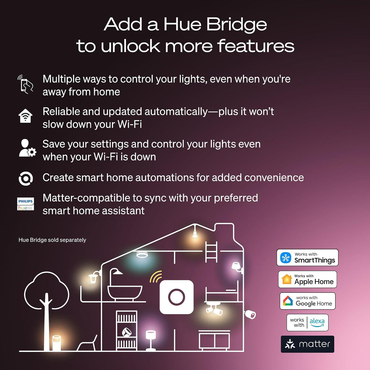 Philips Hue Foco LED Inteligente A19 E26 9 W 810 Lúmenes Blanca Cálida 2700 K Paquete de 2