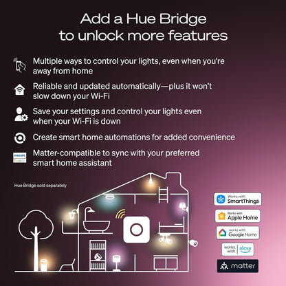 Philips Hue Foco LED Inteligente A19 E26 9 W 810 Lúmenes Blanca Cálida 2700 K Paquete de 2