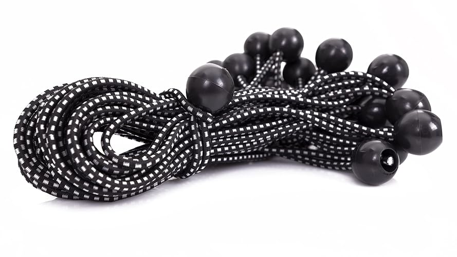 Kotap BB-9B Ball Bungee, 9-Inch, Black, 25-Piece