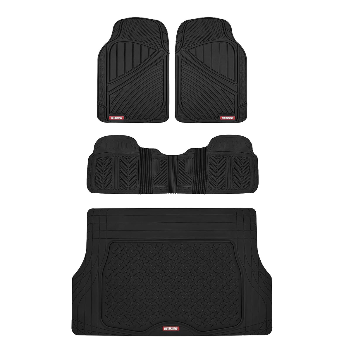 Motor Trend flextough alfombrillas de goma & carga alfombrilla de maletero Set Negro Heavy Duty - sin olor, Extreme Duty (negro)