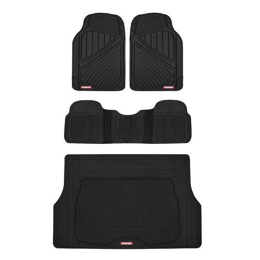 Motor Trend flextough alfombrillas de goma & carga alfombrilla de maletero Set Negro Heavy Duty - sin olor, Extreme Duty (negro)