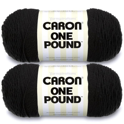 Caron One Pound Estambre Acrílico, Paquete de 2 - Paquete de 2 - Negro
