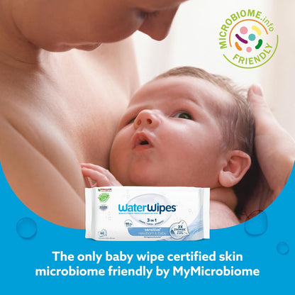 WaterWipes Toallitas biodegradables Originales para bebé, 99.9% a Base de Agua, sin Perfume e hipoalergénicas para Pieles sensibles, 60 Unidades (Paquete de 12) – El Embalaje Puede Variar