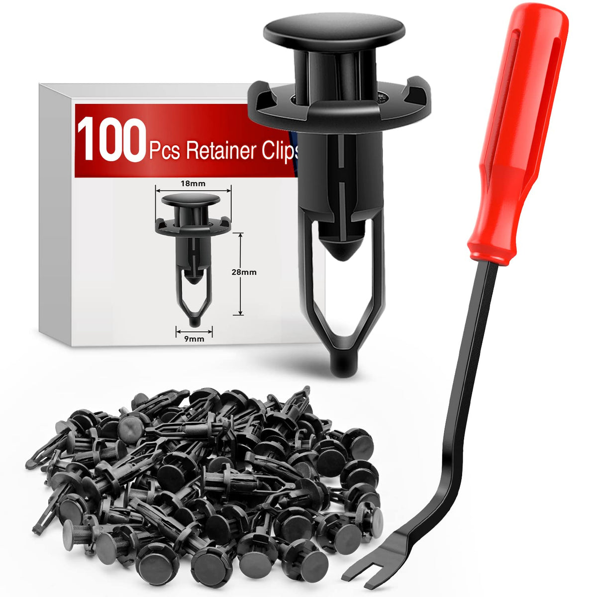 Nilight BL-71-A 100 Clips de Nailon Tipo Empuje 9 mm para Toyota con Removedor de Cierre