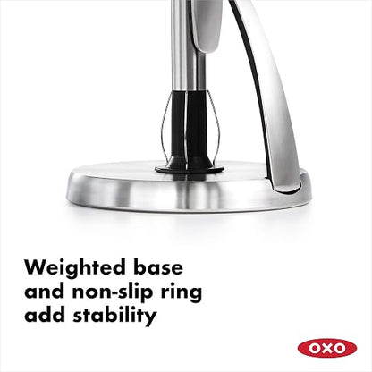 OXO Good Grips 1066736 Dispensador de Toalla Acero Inox con Brazo | OXO Good Grips SimplyTear - Soporte para toallas de papel para cocina