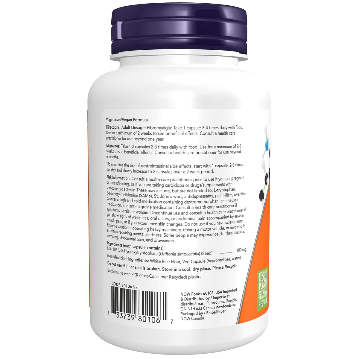 Now Foods 5‑HTP 100 mg 120 v - Precursor Serotonina para Regular Sueño, Estado de Ánimo y Apoyo Emocional