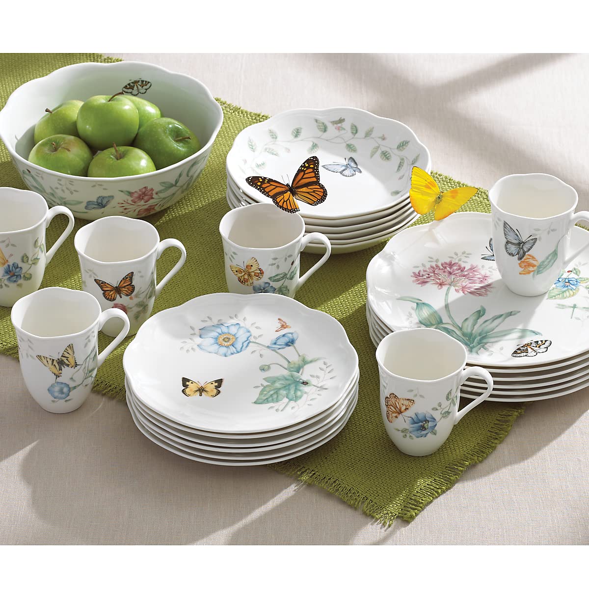 Lenox Set de vajilla de mariposas en la pradera.