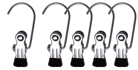 Mawa by Reston Lloyd Accesorio portátil Antideslizante Semi Redondo Gancho para Colgar Ropa de lavandería o Viajes, Estilo K/1, Juego de 5, Color Negro