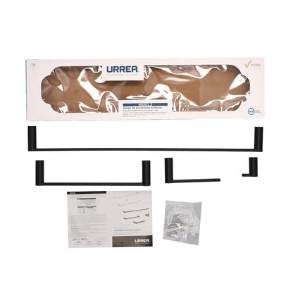 Urrea 1001CL.2 Juego de Accesorios para Baño de 4 Piezas, Modelo Lia, Acabado Negro