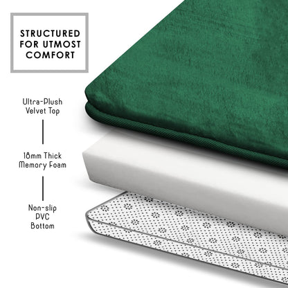 Clara Clark Alfombra de baño Ultra Suave, Antideslizante y Absorbente, de Espuma viscoelástica de Terciopelo, 17 x 24/20 x 32 / Contorno - Verde Cazador