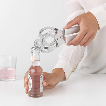 Brabantia Tasty+ - Abrebotellas universal para latas, tarros, color gris claro, fácil de usar, desenrosca tapas pequeñas o grandes, tapas superiores
