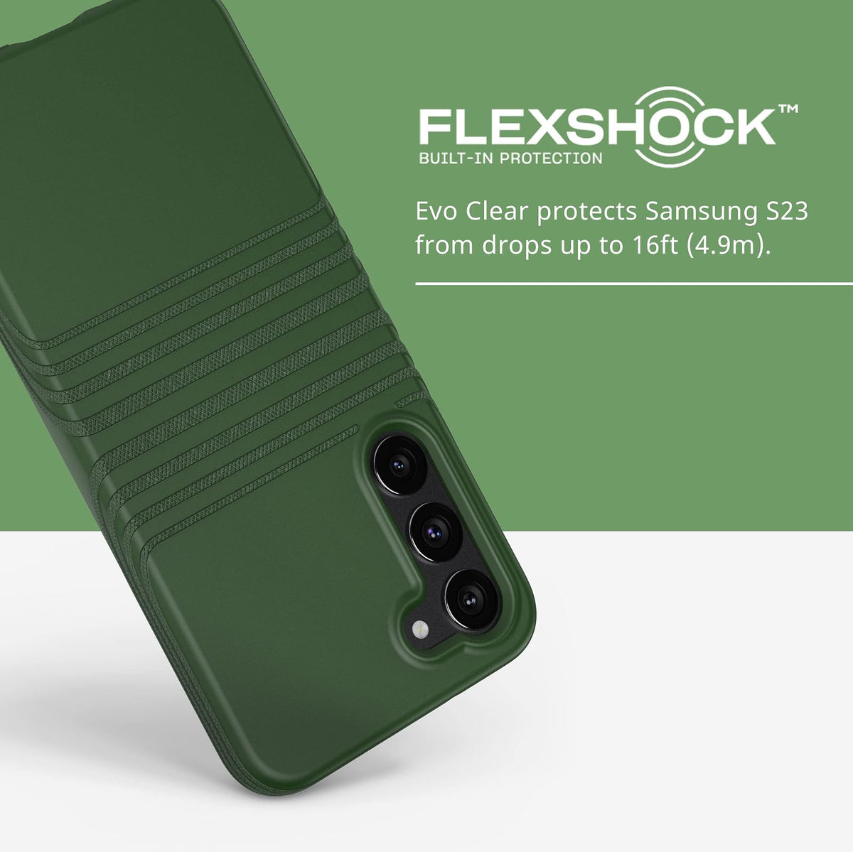 tech21 EVO - Funda táctil para Samsung Galaxy S23 Plus, protección contra caídas de 15 pies, Color Verde