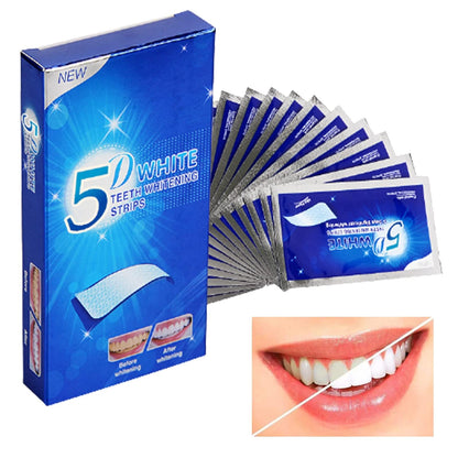nvban 14Pcs Teeth Whitening Strips, 5D Teeth Whitening Strips, Professional Teeth Whitener and Teeth Whitening Kit, Safe Formula for Sensitive Teeth Teeth Whitening Kit