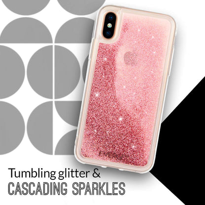 Emerge - Carcasa para iPhone con Purpurina, diseño de Globo de Nieve, Color Rosa, iPhone XS/X, Rosado