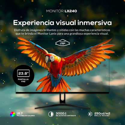 Lanix LX240 Monitor, 23.8 Pulgadas, 1920x1080 Full HD, Panel VA, HDMI, VESA, LED