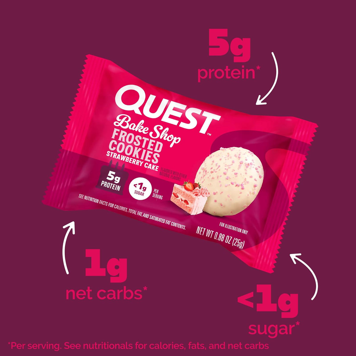 Quest Nutrition Frosted Cookies sabor Pastel de Fresa - 8 Piezas