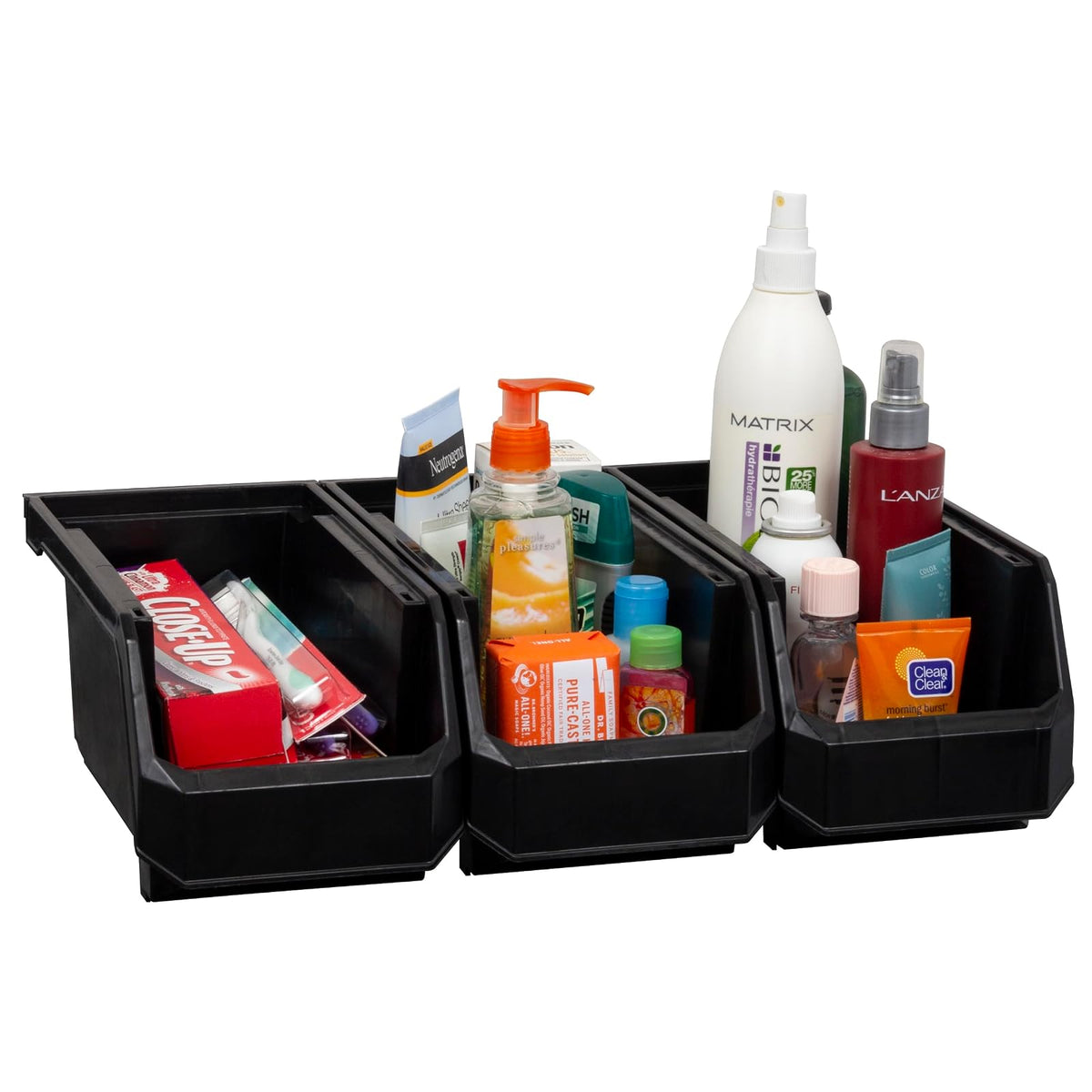 ReadySpace Contenedores de plástico para organizar y almacenar contenedores para clóset, cocina, oficina, cochera o organización de despensa, contenedores apilables, medianos (11 x 5 x 5.5 pulgadas),