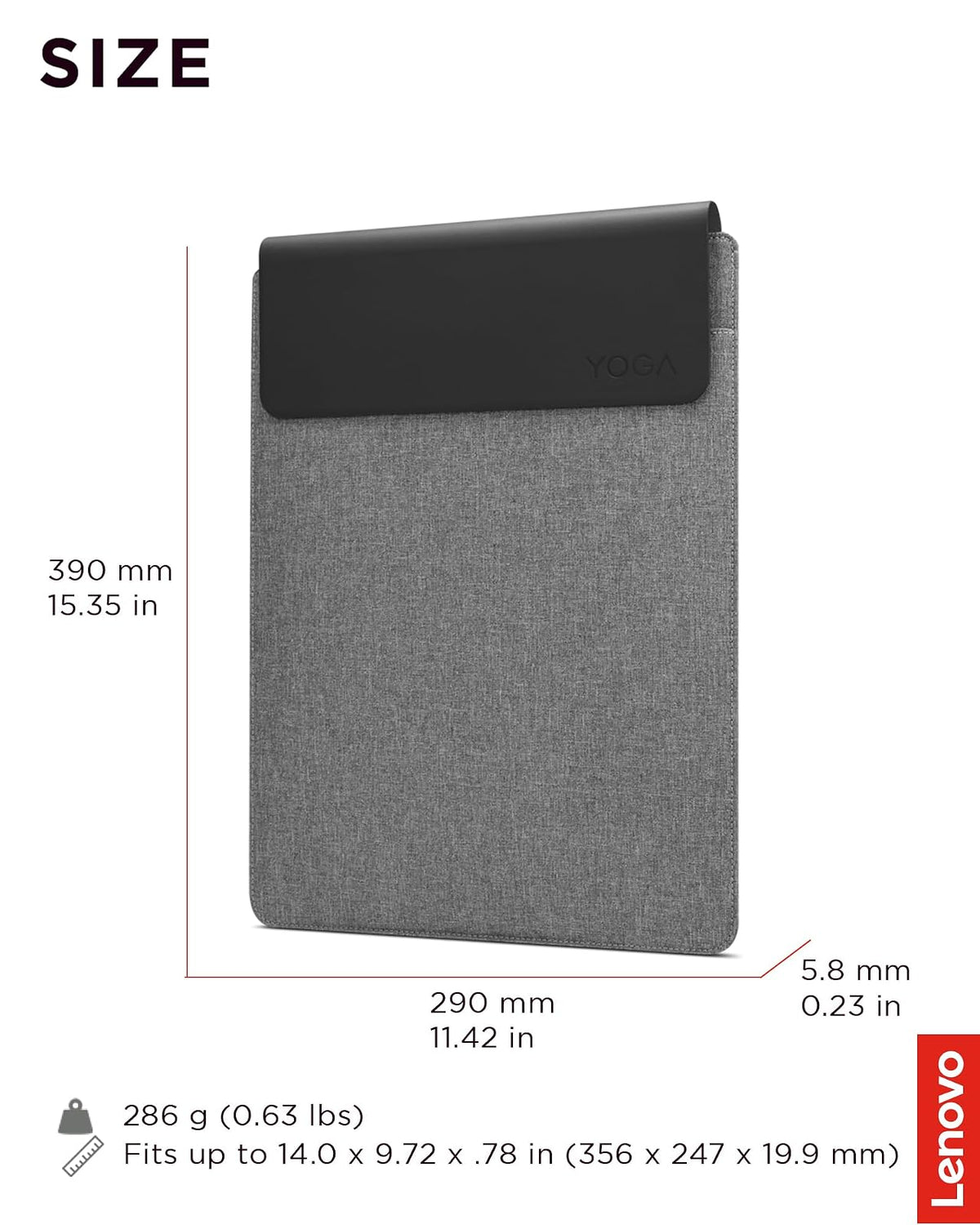 Lenovo - Funda Delgada para portátil de 16 Pulgadas, Compatible con MacBook Air/Pro, Funda Ligera ecológica con Bolsillo para Accesorios y Cierre magnético, Color Gris