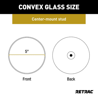 Retrac Cabezal de Espejo Convexo de Montaje Central 610131, 13 cm, Acero Negro, Universal