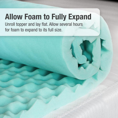 DMI - Cubrecolchón individual XL, espuma para aliviar la presión, distribución de peso y flujo de aire mejorado, cubrecolchón de cama de recámara de 2 pulgadas, comodidad y alineación mejoradas, color