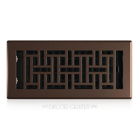 Decor Grates AJH410-RB Oriental Floor Register, Rubbed Bronze, 4-Inch by 10-Inch