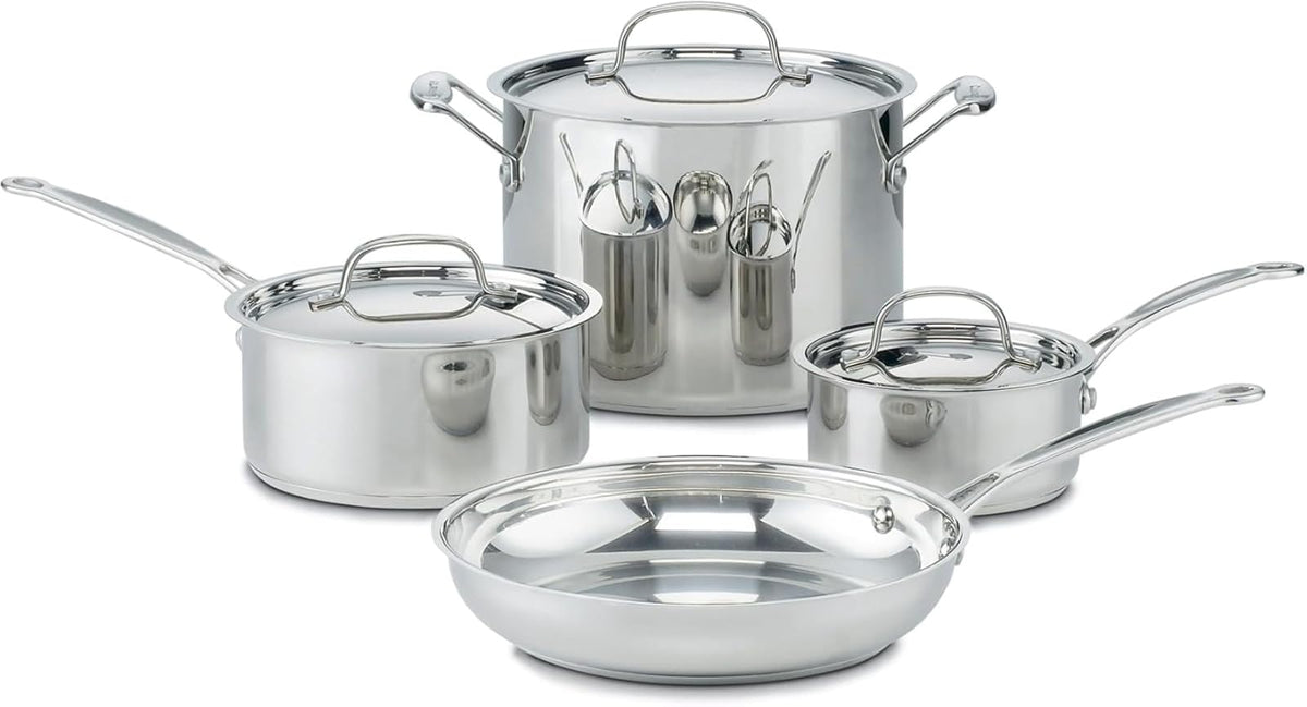 Cuisinart Batería de Cocina Chef's Classic, Acero Inoxidable - Chef´s Classic Juego de 7 piezas de utensilios de cocina - 7 Unidades