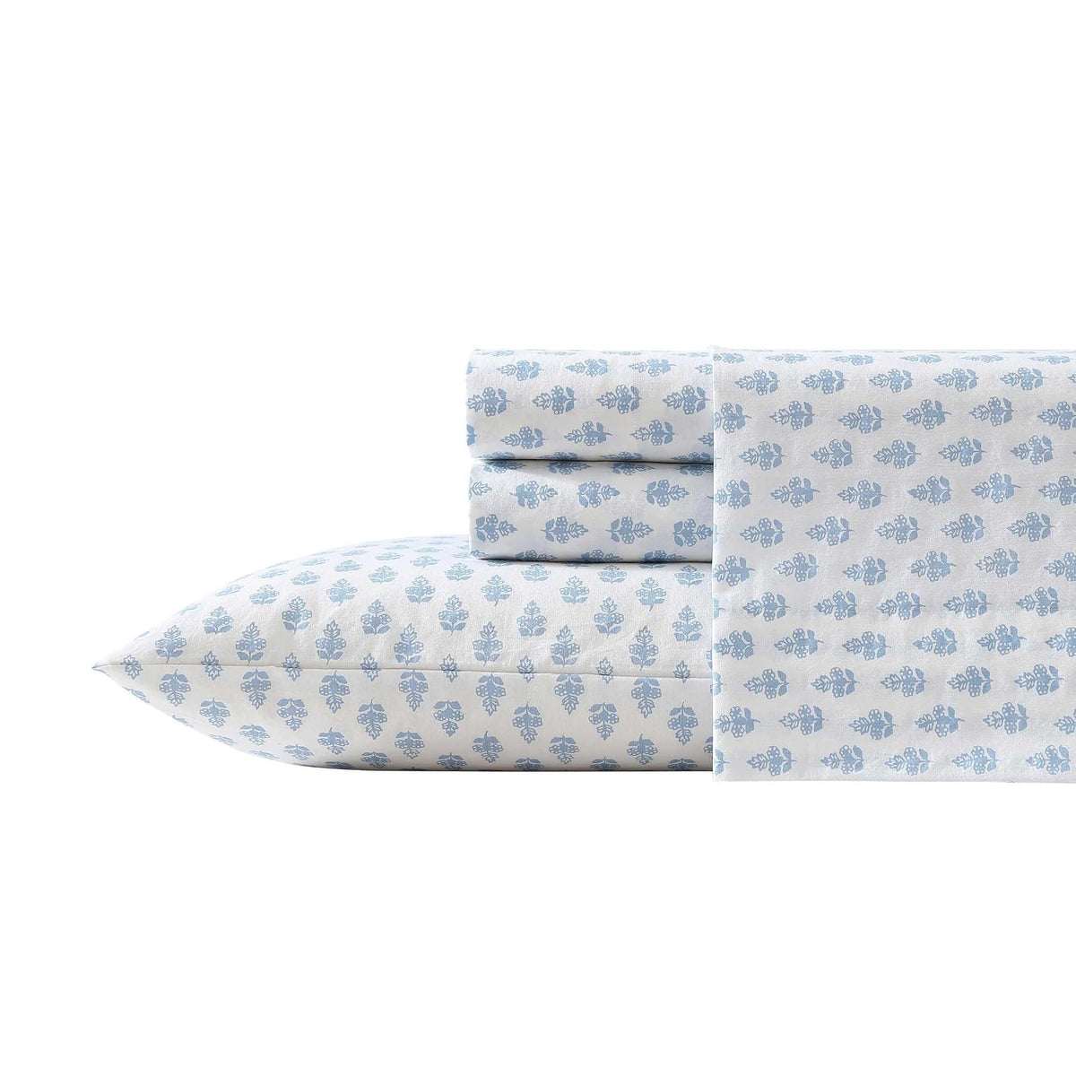 Laura Ashley Juego de Sábanas de Percal 100% Algodón - Full - Azul