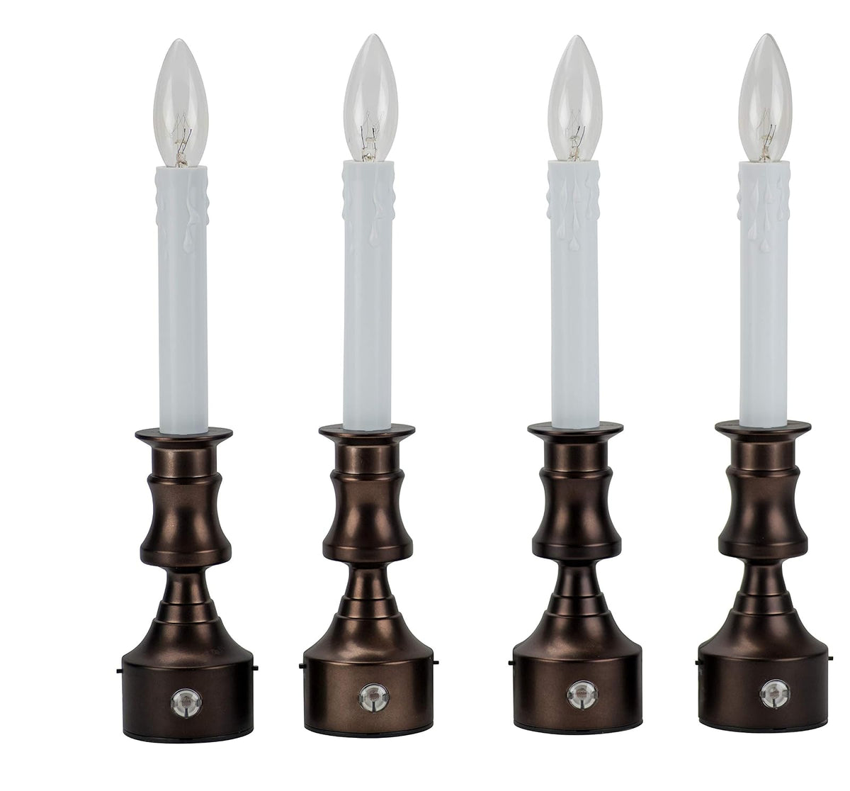 Boston Warehouse Allure - Velas LED para ventana sin llama con temporizador, juego de 4, bronce