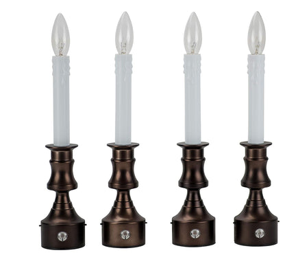 Boston Warehouse Allure - Velas LED para ventana sin llama con temporizador, juego de 4, bronce