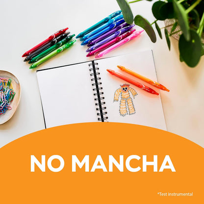 BIC, Bolígrafos de gel de secado rápido, Gelocity Quick Dry, punta ultrafina 0.7 mm, Paquete de 8 unidades, Surtido de colores, Plumas de gel retráctiles con grip cómodo