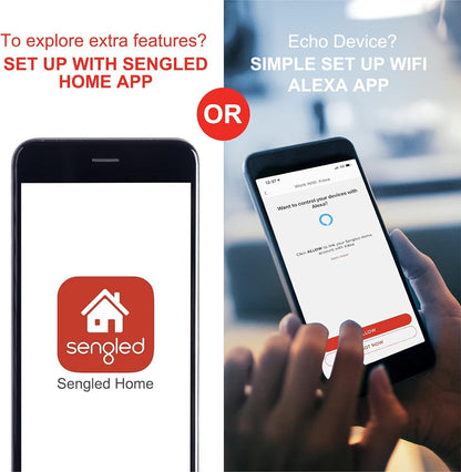 Sengled - foco de luz Alexa, bombillas inteligentes, bombillas inteligentes que funcionan con Alexa y Google Assistant, bombillas WiFi A19 de luz diurna (5000 K), no requiere concentrador, 800 lm