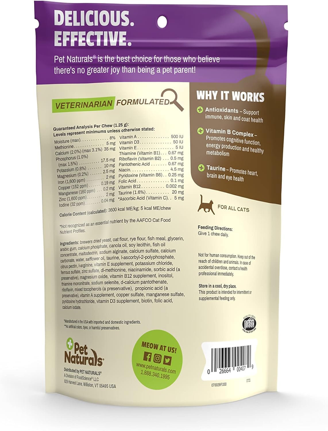 Pet Naturals Daily Multi Vitaminas Para Gatos, Refuerza El Sistema Inmune y Vitalidad Diaria