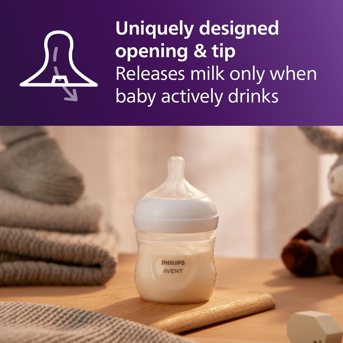 Philips AVENT Biberón natural con pezón de respuesta natural, transparente, 4 onzas, 2 unidades, SCY900/02