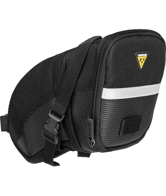 Topeak Paquete de cuña Aero para bicicleta, Bolsa de sillín grande negro, 1.97L, Montaje en asiento