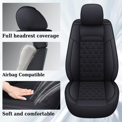 Coverado - Juego completo de fundas para asiento de automóvil, impermeable, protector de piel compatible con RAM 2002-2023 RAM 1500 2500 3500 camioneta Crew Quad Cab con banco curvado, color negro